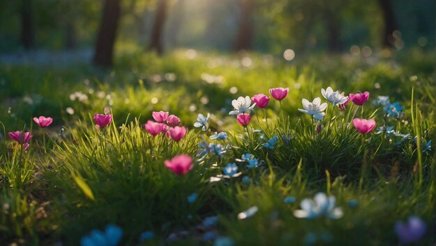 spring season in the green forest