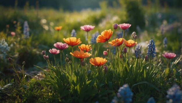 spring season in the green forest