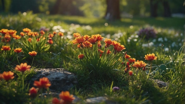 spring season in the green forest