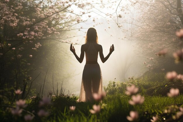 Foto stagione primaverile yoga mattutino