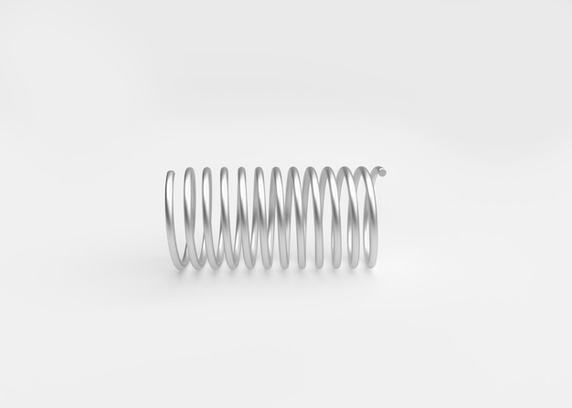 Spring steel with shadow on white background isolation 3d render