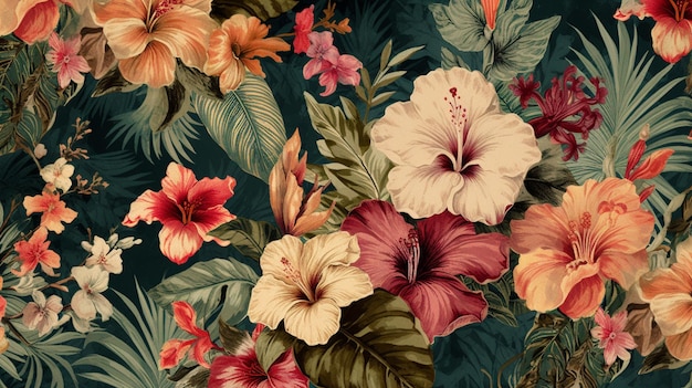 Spring summer background of beautiful flowers Generative AI image