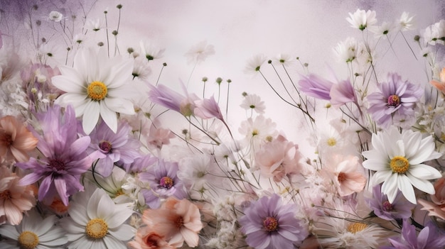 Spring summer background of beautiful flowers Generative AI image