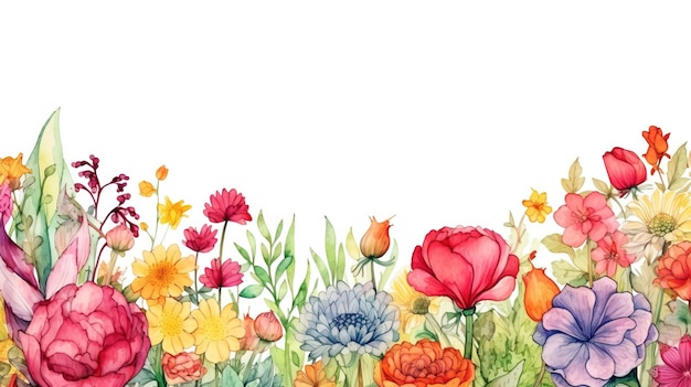 Spring and summer Background watercolor arrangements with small flower Botanical illustration mini