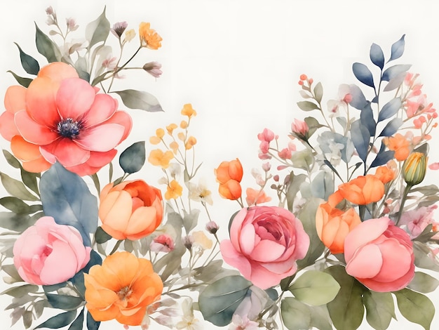 Spring and summer Background watercolor arrangements with small flower Botanical illustration minim