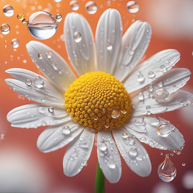 Spring and summer daisy flowers with water drops