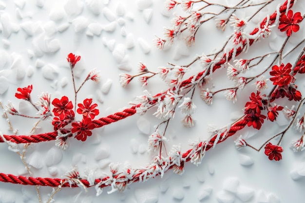 Spring symbols Martisor Baba Marta flowers martenitsa