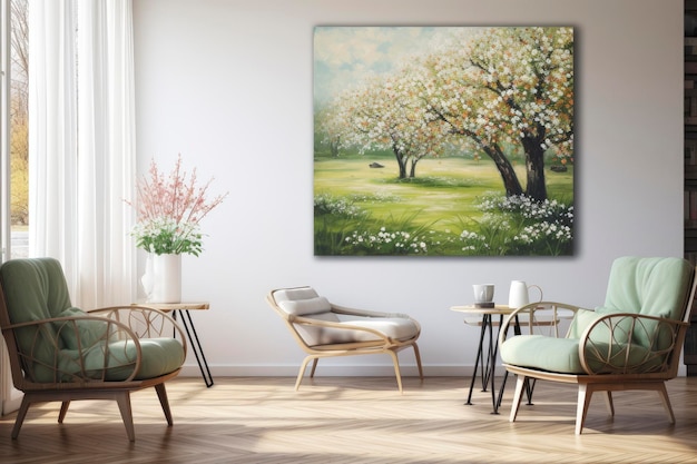 Spring tree garden painting