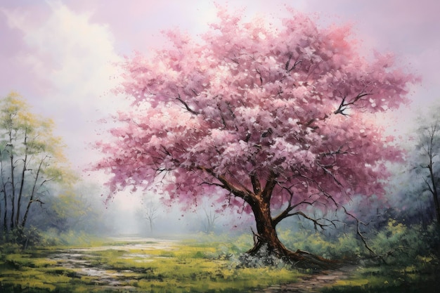 Spring tree garden painting