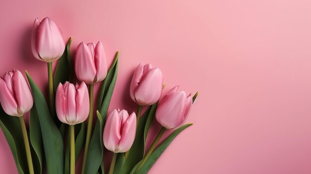 Spring tulip flowers with copy space for Mother's Day Generative ai