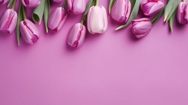 Spring tulip flowers with copy space for mother's day generative ai