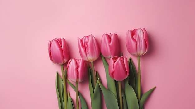 Spring tulip makes on pink establishment best see in level lay organize AI Generated