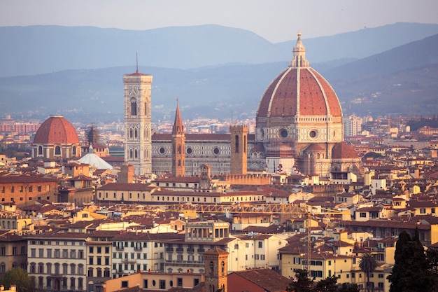 Spring. view of Florence at the sunrise time from the viewpoint