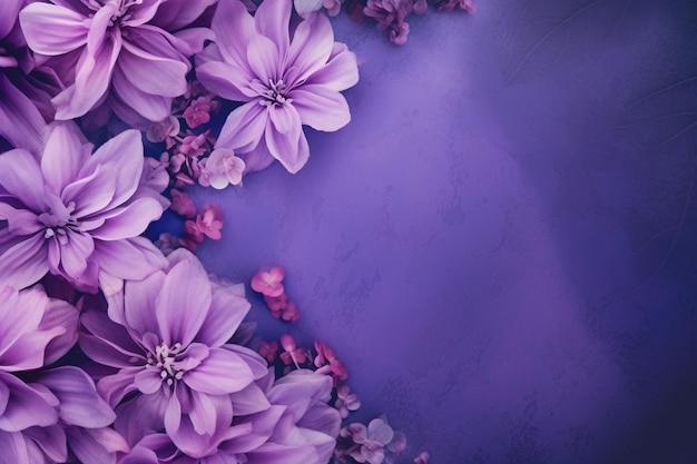 Spring violet lilac flowers abstract soft floral background generative ai