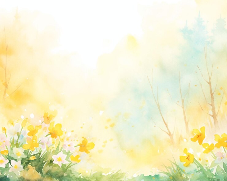 Photo 春の水彩の風景 花の青い野生の花の丘