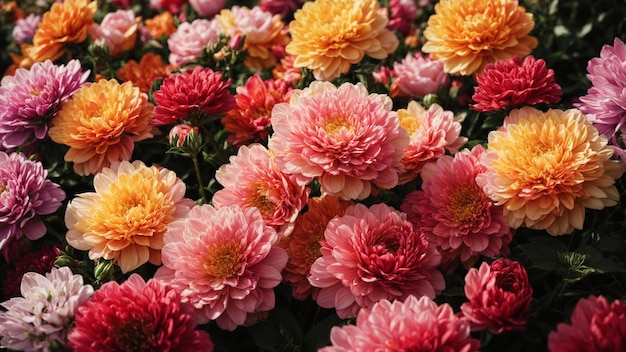 春の花が満開にく写真を展示する 色と色彩の配列を強調する