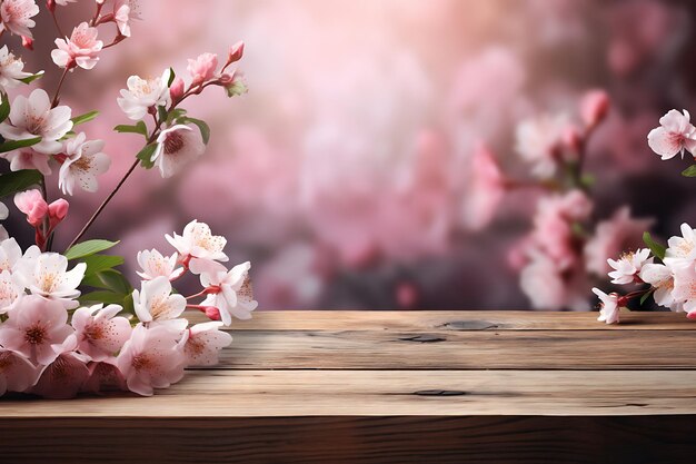 Spring Wooden Background Product Display Podium