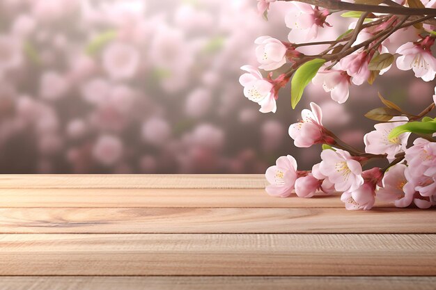 Spring wooden background product display podium