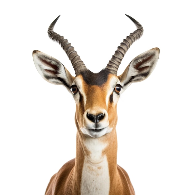 Springbok antelope head isolated on white background