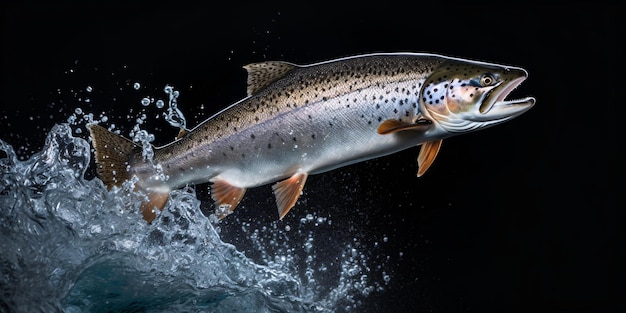 Springende Atlantische zalm in isolatie