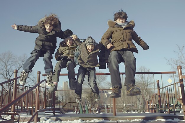 Foto springende kinderen.