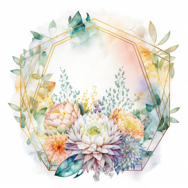 Springtime blossom flower frame background for elegant design generative ai