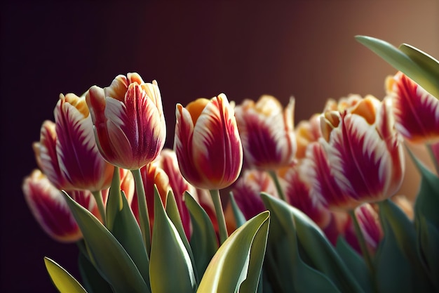 Springtime blossom tulips illustration with ravishing realistic detail