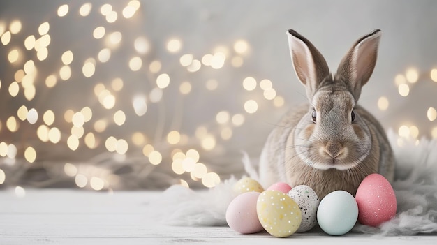 사진 봄의 토끼 부활절 카드와  ⁇ 은 토끼와 글쓰기 공간