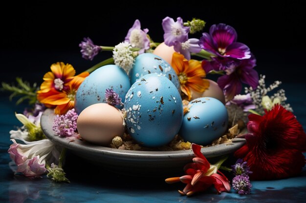 Springtime Festivity with Eggs and Flowers