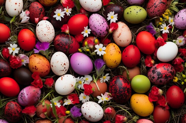 Springtime Festivity with Eggs and Flowers