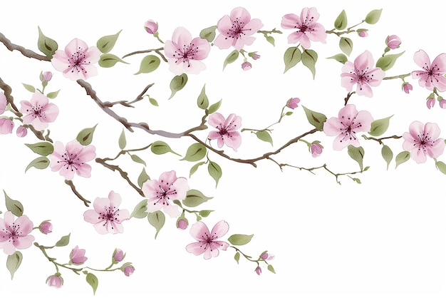 写真 春の花 かしい花のクリップアートで花がく枝を描いています