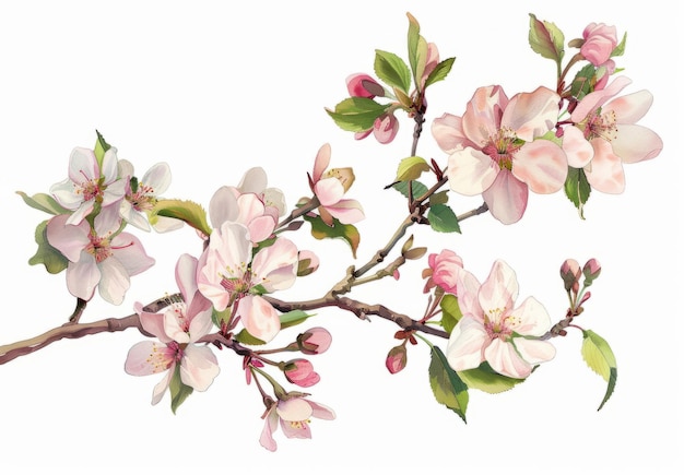 Весенние цветочные рисунки с изображением цветущих цветов, бутонов и свежей листьев