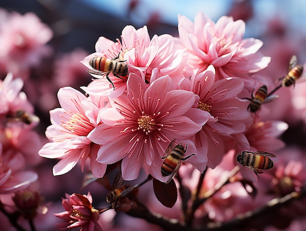 Photo a springtime garden with blooming flowers