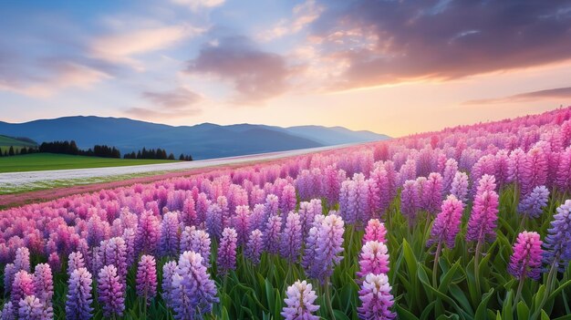 Springtime Hyacinth Hillside Bliss AI Generated