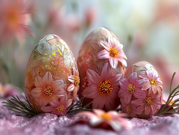 Springtime pastels floral harmony with easter eggs