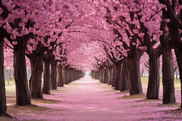 Photo springtime sakura blossom lane