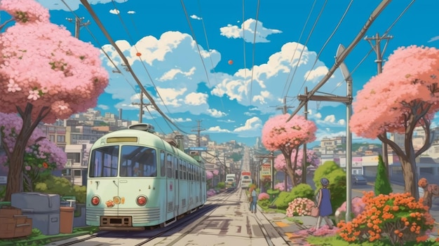 Springtime In San Francisco In Studio Ghibli Art Style