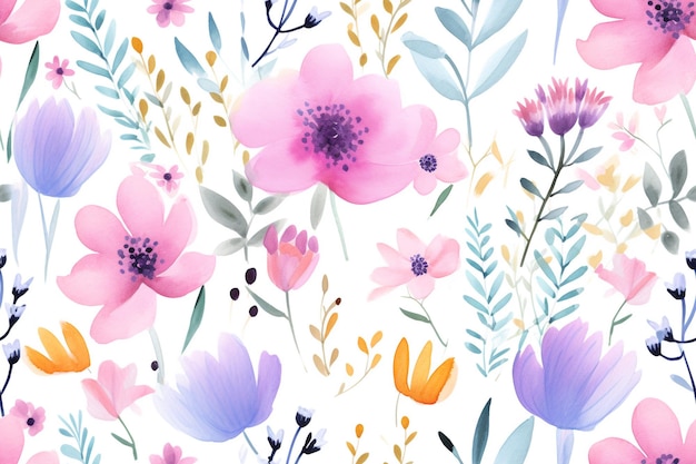 봄의 화려함 II 원활한 수채화 꽃 장식 Aquarelle Ambiance II 수채화 꽃 솔기