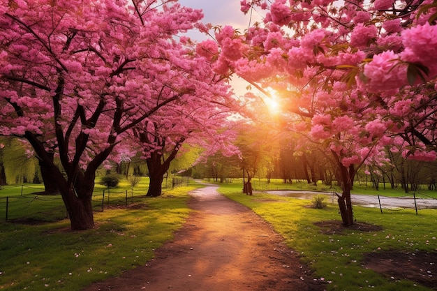 Foto lo splendore primaverile la vista panoramica dei fiori nel parco