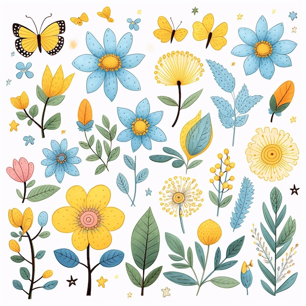 Springtime Whimsy Cute Spring Season Decorations Clipart