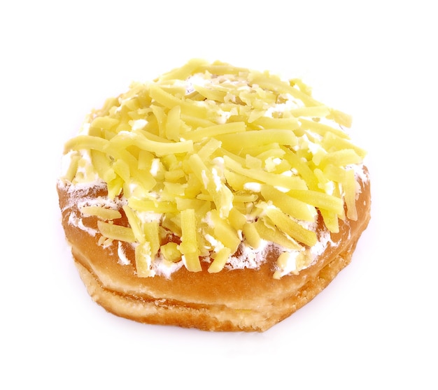 Sprinkle cheese donuts on white background