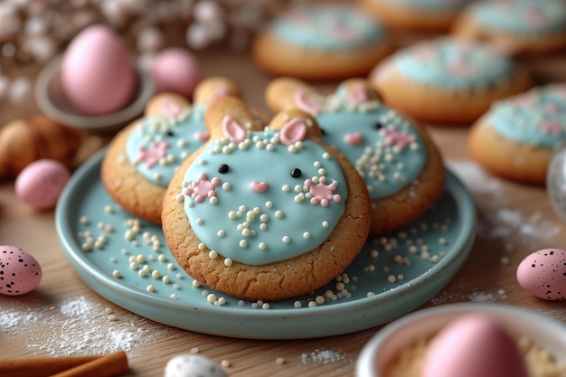 Sprinkled Cookies Frosted in Pastel Nestled with the Seasons Colorful Eggs Easters Luscious Landsc