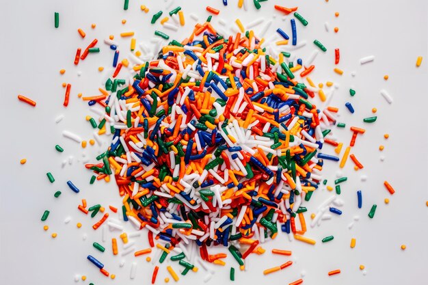 Foto sprinkles presentati su uno sfondo bianco isolato in foodgraphy