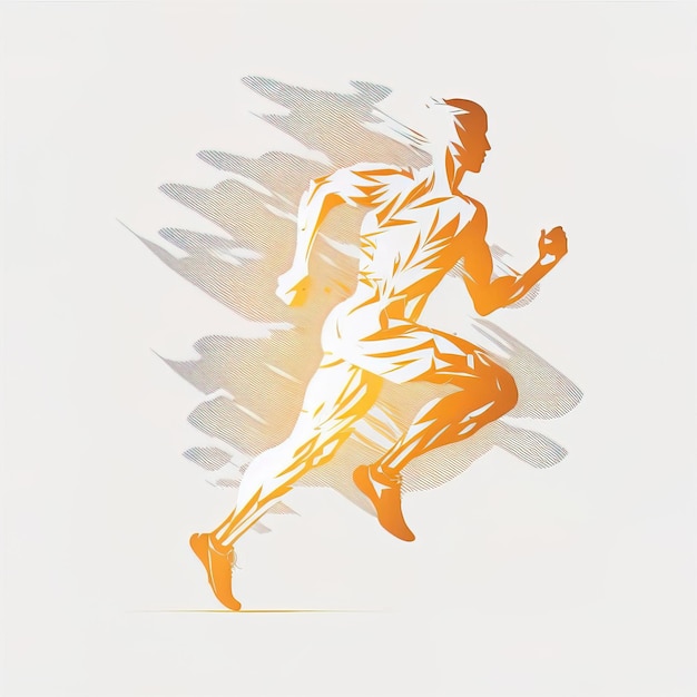 Sprinting man vector silhouette Sprint fast run Runner starts running Generative AI