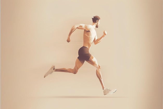 Sprinting man vector silhouette Sprint fast run Runner starts running Generative AI