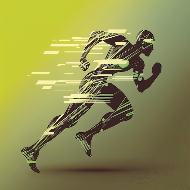 Sprinting man vector silhouette Sprint fast run Runner starts running Generative AI