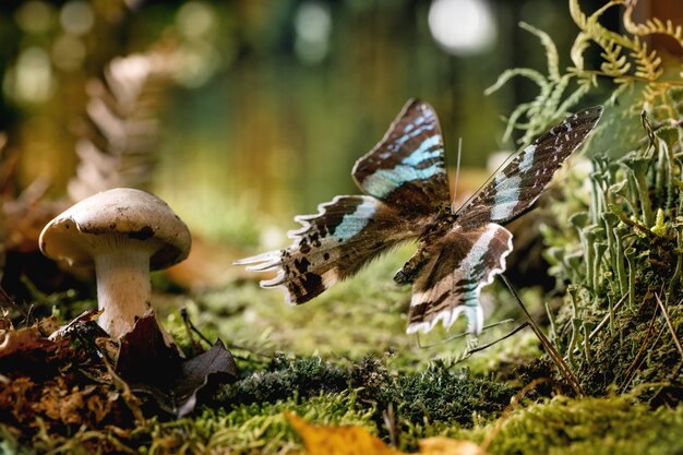 Sprookjesachtige sfeer magische herfst bos achtergrond