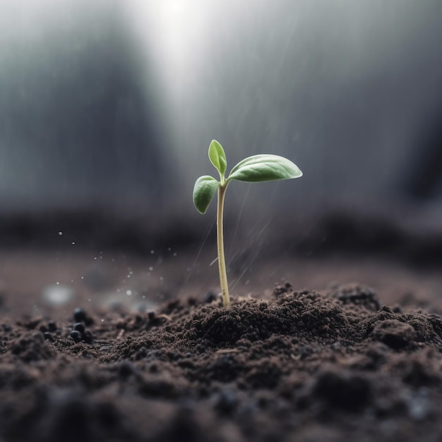 sprout are growing in the concrete