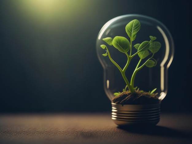 Sprout in a light bulb eco energy concept AI generated