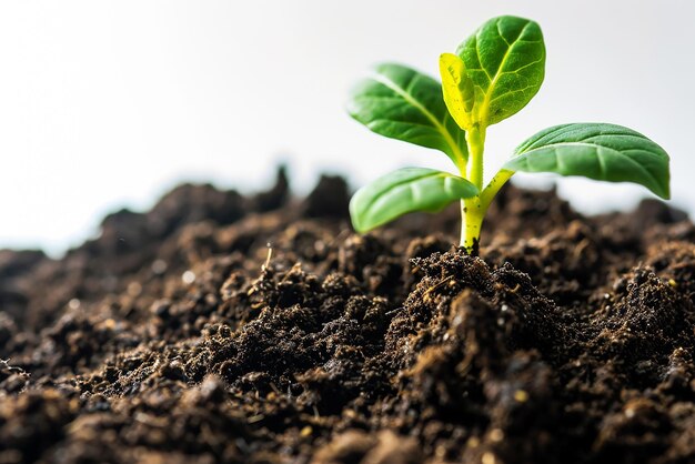 Sprout in a Pile of Soil on a White Isolated Background Created with Generative AI Tools